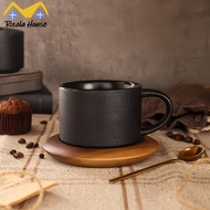 《SG》Ceramic Cup Nordic Ceramic Coffee Cups Large Mug Dish Black Matte Mug Ceramic Mug Milk Tea Cup