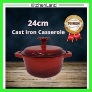 24cm Enamel Cast Iron Casserole / Dutch Oven / Stew Pot