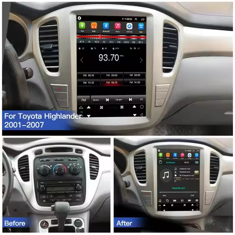 Dvd Player For Toyota Highlander 2001-2007 GPS Navigation With Reversing Camera Android 14 Inch Car 