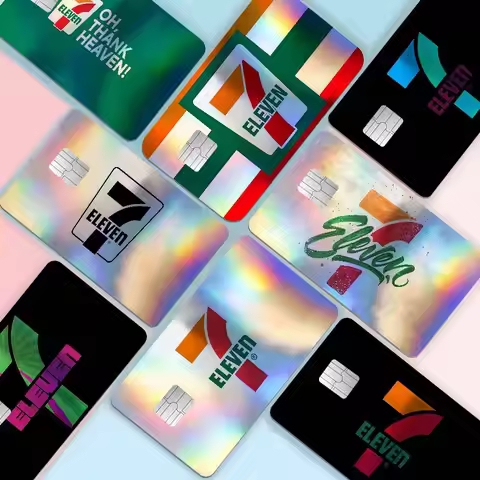 7-E-ELEVENS Laser Shiny Bank Card Stickers Waterproof Removable DIY Personal Decoration