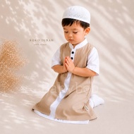 Wholesale Min 4 Pcs Muslim Clothes Peci Suit Baby Boy Cool Eid Luxury Linen Robekoko Embroidered Kni