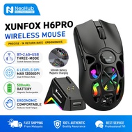 XUNFOX H16 Pro Tri-Mode Gaming Mouse with RGB Charging Dock 2.4G+Bluetooth+Wired 12000 DPI & 1K Retu