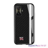 UCUC เคส Realme 9 4G Xiaomi Poco F4 GT/Redmi K50เกม Honor X7 Realmi 9 Honorx7 Pocof4 Gt เคสที่มีชื่อเสียงแข่งรถเคสโลโก้ดัดแปลงลายคาร์บอนไฟเบอร์กระจกนิรภัยด้านหลังเคสโทรศัพท์