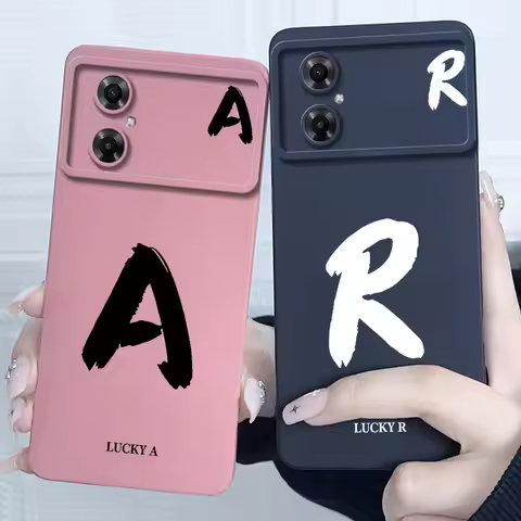 For Redmi Note 11R Case Cover Lucky Initial Letter Soft TPU Silicone Shockproof Phone Bumper for Xia