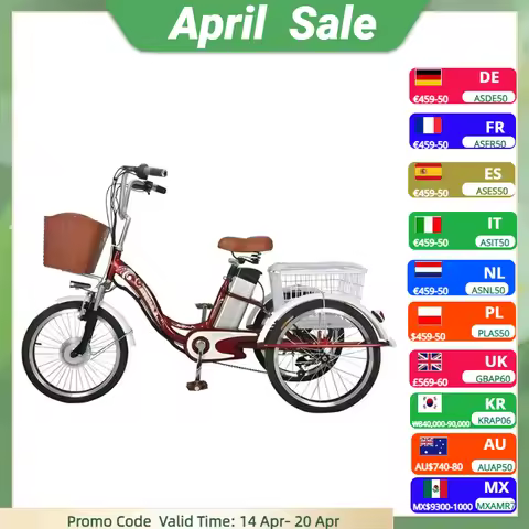 Family Electric Bike 3 Wheel Adult With Basket For Long Distance 48V 350W Cargo Electric Tricycle Fo