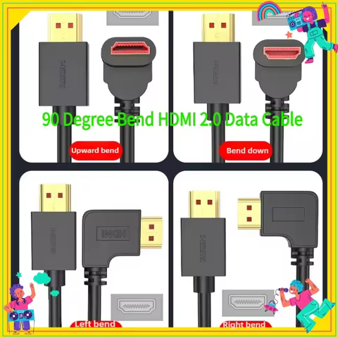 4K High-definition Cable, HDMI Cable, 90 Degree Bend HDMI 2.0 Data Cable, Computer TV Set-top Box Vi