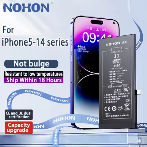 NOHON phone Battery For Apple iPhone 6 7 8 X XR XS 11 12 13 Mini Max Pro Promax High Capacity Replac
