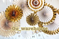 Paper fan golden set - paper fan set party decoration - paper fan set - paper fan golden - paper fan