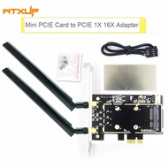 mini PCI-E pcie wifi card to Desktop PCIE PCI-Express Wireless Bluetooth Adapter Converter 2 X anten