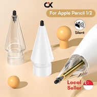 (SG) For Apple Pencil Tip Silent 1st 2nd Gen Generation HB Replacement For iPad Pencil Nib Transparent