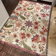 【Super low price】Europe Style Sofa Throw Blanket Cotton Thread Knitted Blanket with Tassel Floral Bo