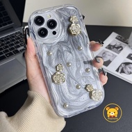 Beautiful Pearl Rose Flower Casing For OPPO Reno 11 Pro 10 Pro Plus 8 5G 9 8 Pro Plus 7 Pro 7 SE 6 5G 5 4 3 Pro 5G 5k 4 SE R17 R15 Phone Case Milky White Wavy Edge Soft Back Covers