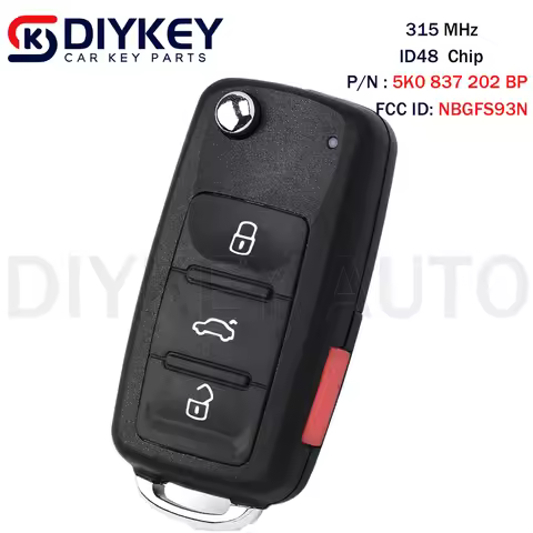 DIYKEY Smart Keyless Entry Remote Key 315MHz ID48 Chip for Volkswagen Jetta Passat 2012 - 2019 FCC I