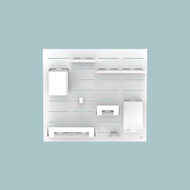 SPACEMAKER แผ่นวางของติดผนังเหล็ก ชั้นวางของติดผนังแบบเจาะผนัง พร้อมอุปกรณ์ Set B Square Dec Board