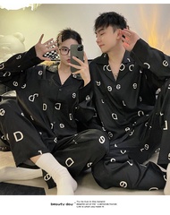 Bộ Đồ Ngủ Lụa Băng Tay Dài Mỏng Cho Cặp Đôi Bộ Đồ Mặc Nhà Bằng Vải Lụa Mỏng Cho Nam Và Nữ Mùa Xuân 2