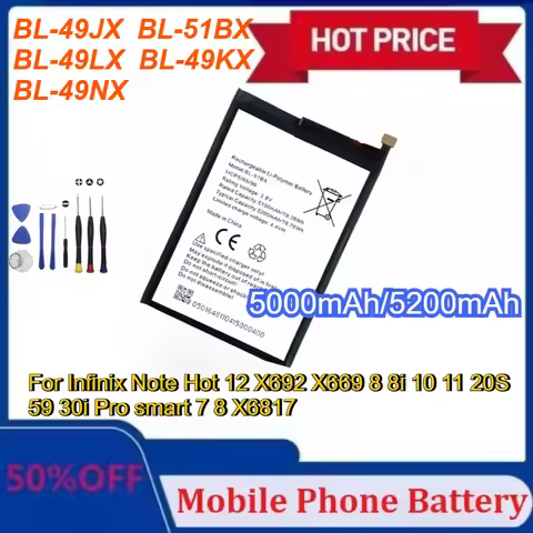 New BL-49JX BL-51BX BL-49LX BL-49KX BL-49NX Battery for Infinix Note Hot 12 X692 X669 8 8i 10 11 20S