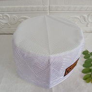 Peci Songkok Kopiah Haji ikaf Madinah Bulat full ac jaring Polos Putih Premium tinggi 9cm Murah Berk