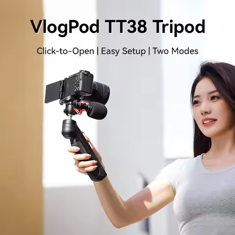 Ulanzi TT38 Tripod VlogPod 360° Flexible Ball Head with Cold Shoe Mount Tripod for Camping Street Ph
