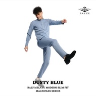 [Magniflex] Dusty Blue BAJU MELAYU FLEXY STRETCH SLIM FIT + FREE Butang Baju Melayu Crystal Raya2024