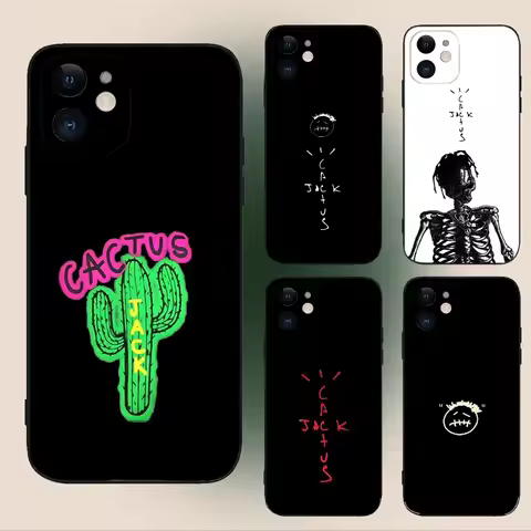 C-Cactus J-Jack Travis Scott Phone Case For iPhone 15,14,13,12,11,Plus,Pro Max,XS,X,XR,SE,Mini,8,7 S