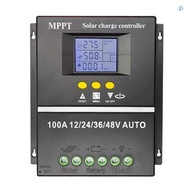 100A MPPT Solar Charge Controller for 12/24/36/48V Auto RV Acid Lithium Battery LCD Display Dual USB Intelligent Regulator Auto Accessories
