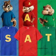 2026 Alvin and The Chipmunks The Squeakquel's Print T-shirt Untuk Wanita Lengan Pendek Baju Kapas Ka