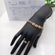 HeyKyo - Gelang Korea Lapis Emas Muda Berat 10 gram  Model Bulat  Full Permata Free Cincin Permata