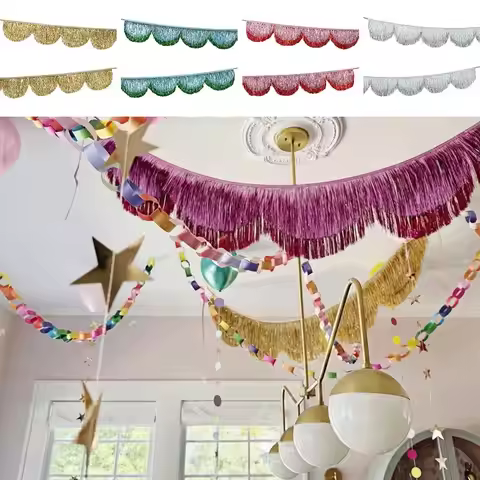 Multicolor Drizzle Garland Encryption PET Metallic Foil Fringe Thickening Background Ornament Tassel