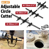 MYDIYHOMEDEPOT - TISCO Adjustable Circle Hole Cutter 40-120/200/300mm (4 ½"-12") Wood Plaster Ceilin