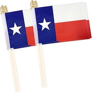 Lebei Texas State Flag Mini Small Handheld Stick Flags 4x6 Inch 12 Pack