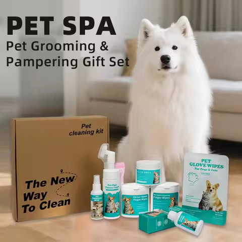Pet Cleaning Kit for Dogs Cats No Rinse Wipes Set Eye Ear Teeth Paw Cleaner Deodorant Spray Drops Al