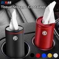 MG Car Tissue Box Holder Frosted Aluminum Alloy Cup Holder Tissue Tube Holder Auto Interior Accessor