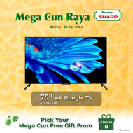 Sharp 4TC75FK1X 75 Inch AQUOS 4K UHD Google TV (Deliver Within Selected Klang Valley Areas Only) | ESH