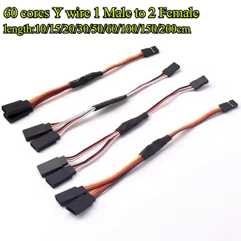 5Pcs 60 cores 10/15/20/30/50cm-200cm RC Servo Y Extension Cord Cable Lead Wire For RC Servo JR Futab
