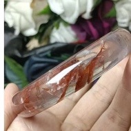 Hematoid Quart - Natural Multi-inclusions Crystal Quartz Bangle 59mm 
胶花精品透体水晶手镯 59mm（鸩羽幽灵）