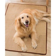 D3-Natural Wicker Pet Cooling Mat, Summer Heat Relief Breathable Cat & Dog Rattan Mat