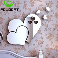 Polocat 3D Mirror Heart Love Wall Sticker DIY Decal Living Room Wall Stickers Modern Style Room Home Art Mural Removable PS Decor