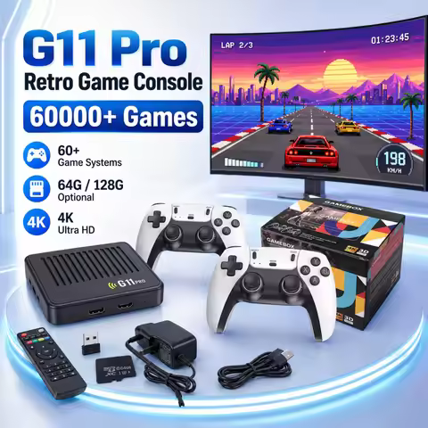 2026 G11 Pro Game Box 4K HD TV Game Stick 2.4G Wireless Dual Controller Retro Games 40000+ 128G 64G 
