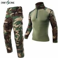 Woodland Uniform Airsoft Camouflage Clothing Suit Paintball Equipment Clothing TACTICAL Pants Shirt With Pads