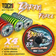 TACHI BARRA FORCE PE 4X Casting Braided Line 100M 6-60lbs Line Saltwater Freshwater Tali Ultra Stron