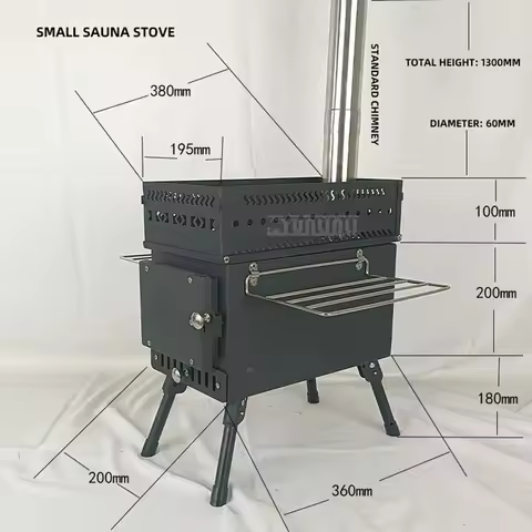 Portable Wood-burning Heating Stove Household Stainless Steel Sauna Stove Outdoor Camping Fogao