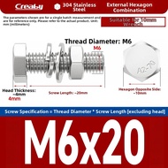 304 Stainless Steel External Hexagonal Screw Nut Set Complete Bolt Washer Accessories M3-M12 Self-ta