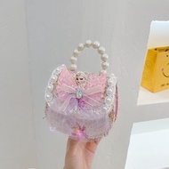 New Elsa Princess Bag Children's Bag Pearl Handbag Crossbody Bag