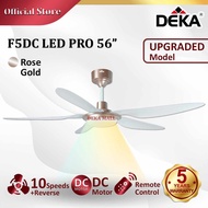 DEKA F5DC PRO 56" Series 5 Blades DC Motor 20 Speed + Reverse with Remote Control Ceiling Fan with L