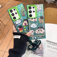 New Case S24 Ultra Plus Crayon Sinchan Cartoon With Popsocket Cute Lucu Samsung Galaxy s24 S24Plus s