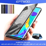 EPTWOO For SAMSUNG GALAXY A05 A05S A25 A35 A23 A13 A14 A24 A34 A54 A04S A53 A73 A33 A20 A30 A50 A10E A20E A10S A20S A71 A51 A31 A750 A7 A5 2017 Phone Case Mirror Flip Cover Clear View Plating Leather Full Protection Kickstand Casing FCJM-01
