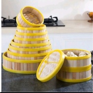 Plastic Rim Bamboo Dumpling and Dumpling Steamer / Steamer with Lid