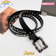 JUNE1 Punk Rivet Belts, All-match Trendy Design Cross Metal Buckle Belt, Vintage Y2K Jeans Waist Bel