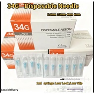 10/100pcs 34G  Disposable Beauty needle 1.5mm 2.5mm 4mm can be used for 1ml Luer Lock/Luer Slip syri