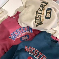 PREMIUM WESTERN SWEATER KPOP CREWNECK SWEATSHIRT WANITA KEKINIAN OVERSIZE FASHION OUTFIT OOTD KOREAN